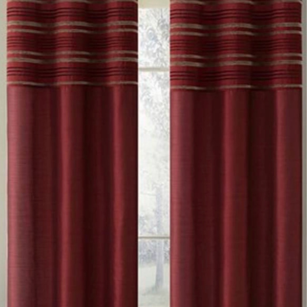 New Modern Elements Faux Red Drapes, Measurements 55” W x 96” L  Fully Lined,$12